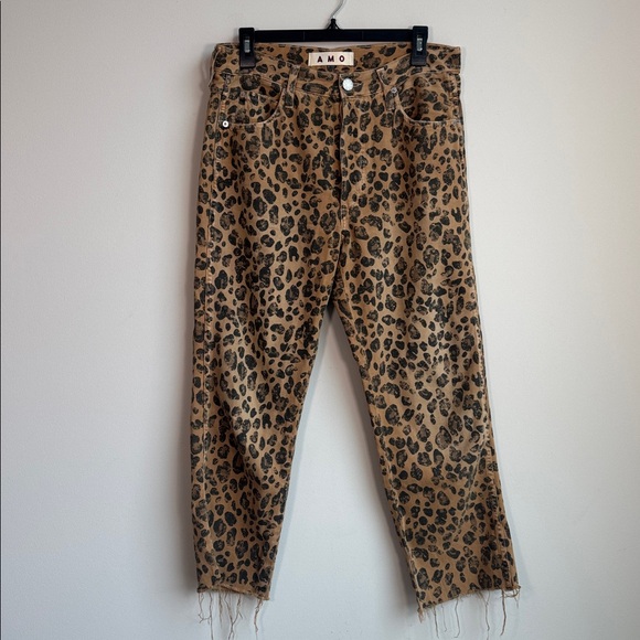 AMO Loverboy Leopard Printed Raw Hem Jeans - 29 - Picture 3 of 6
